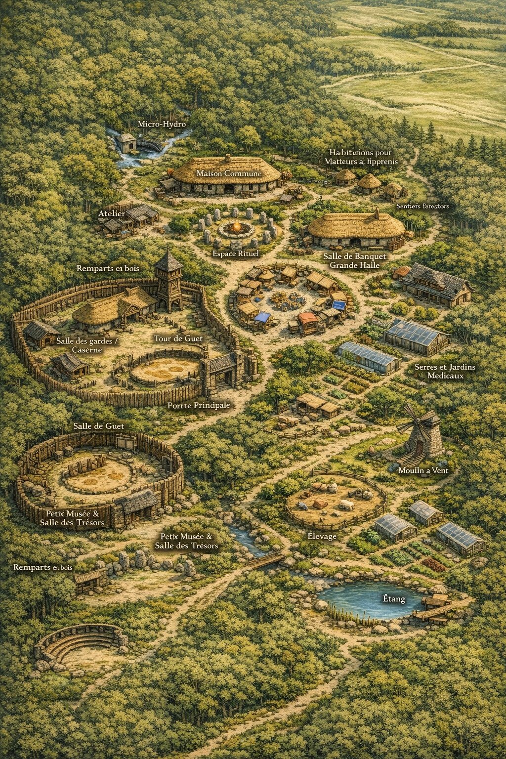 Plan de travail du village celtique et nordique